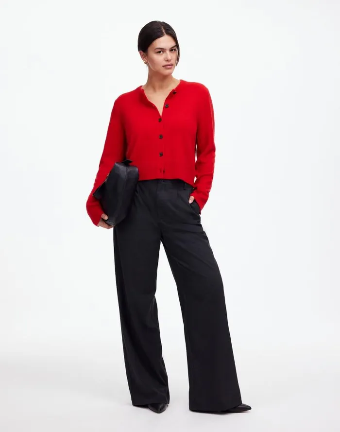 Women Cashmere ButtonFront Cardigan Sweater Bright Cherry Madewell Sweaters