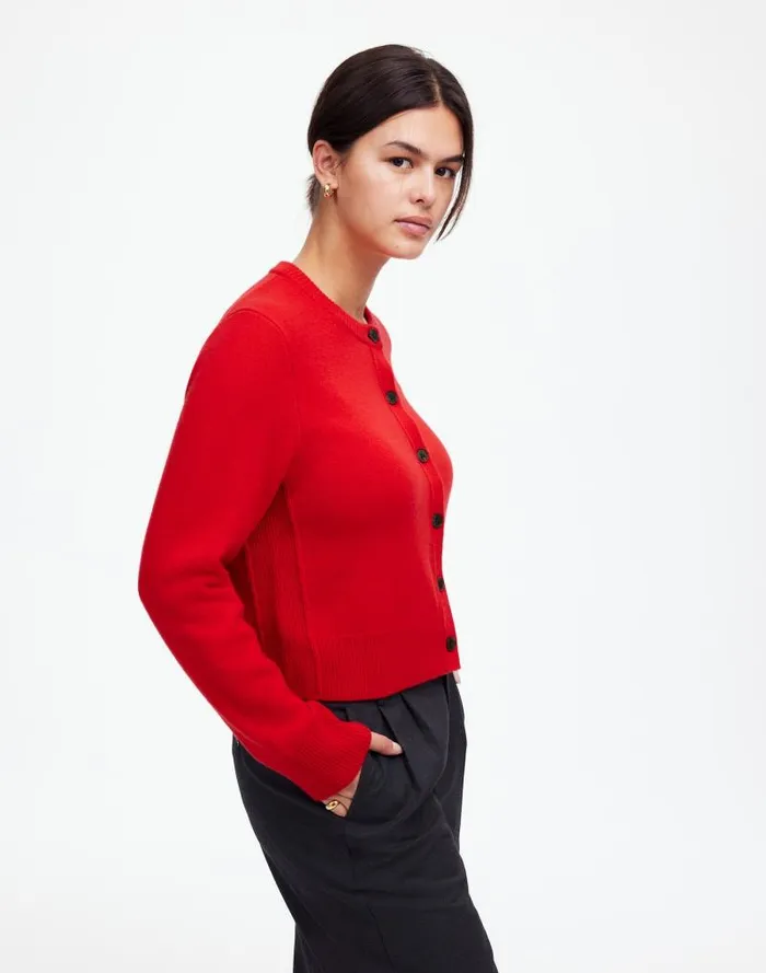 Women Cashmere ButtonFront Cardigan Sweater Bright Cherry Madewell Sweaters