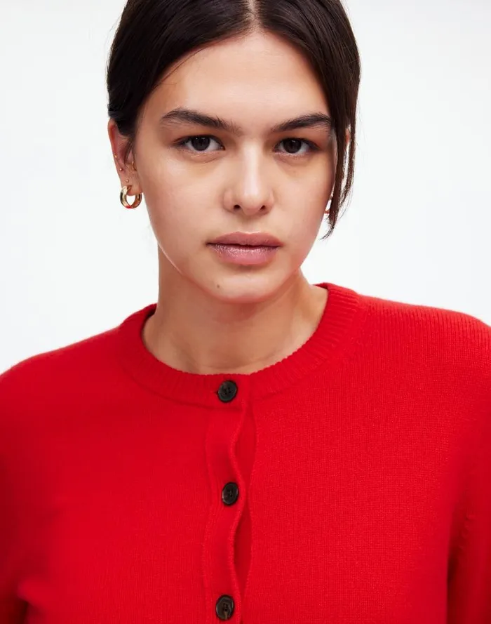 Women Cashmere ButtonFront Cardigan Sweater Bright Cherry Madewell Sweaters