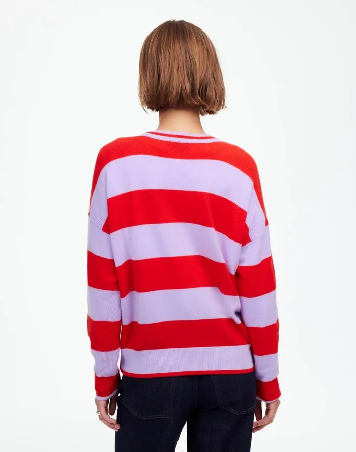 Women Cashmere Relaxed Crewneck Sweater Hthr Cherry Stripe Madewell Sweaters