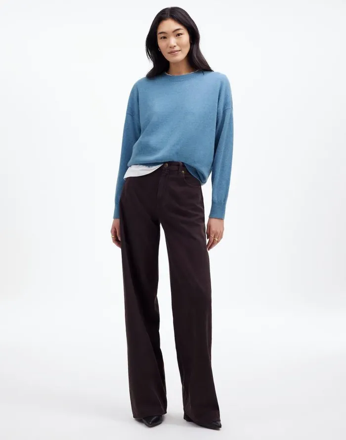 Women Cashmere Relaxed Crewneck Sweater Hthr Denim Blue Madewell Sweaters