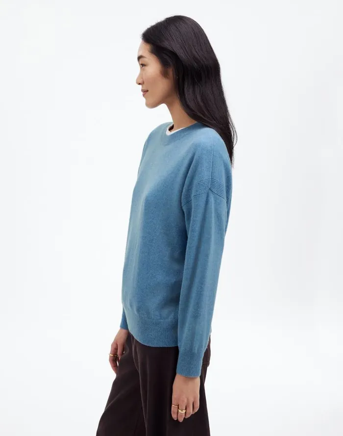 Women Cashmere Relaxed Crewneck Sweater Hthr Denim Blue Madewell Sweaters