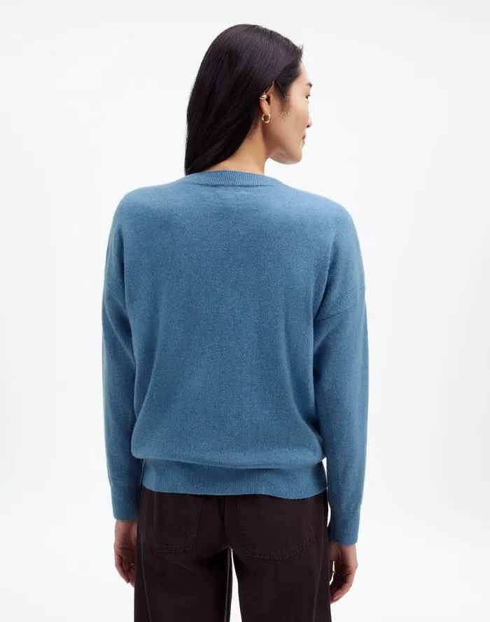 Women Cashmere Relaxed Crewneck Sweater Hthr Denim Blue Madewell Sweaters