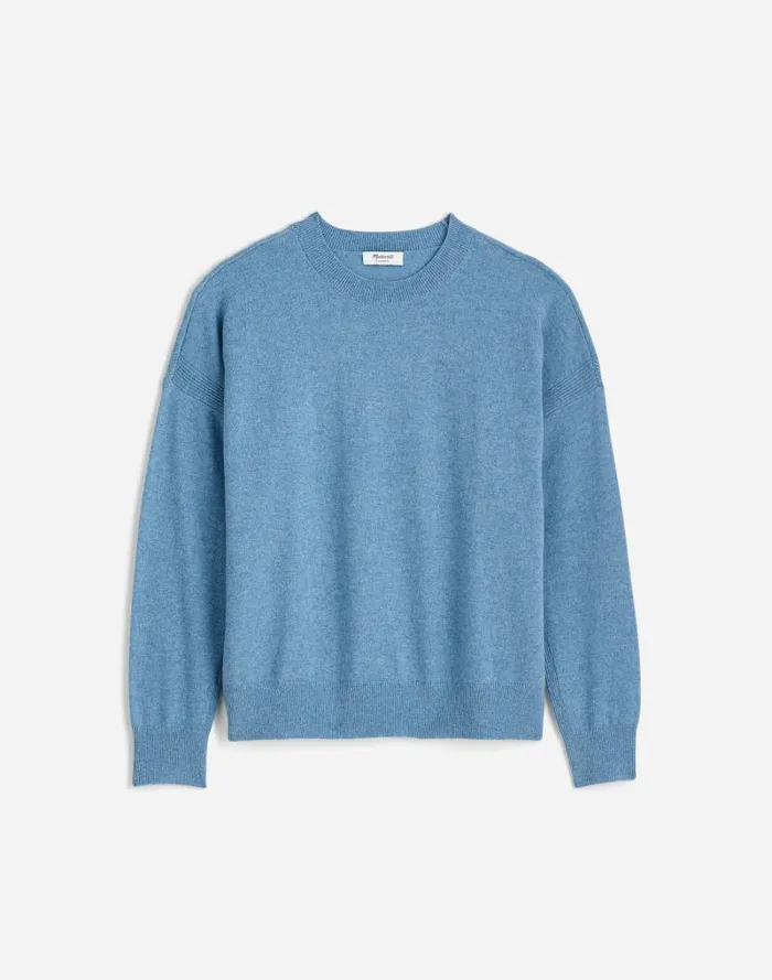 Women Cashmere Relaxed Crewneck Sweater Hthr Denim Blue Madewell Sweaters