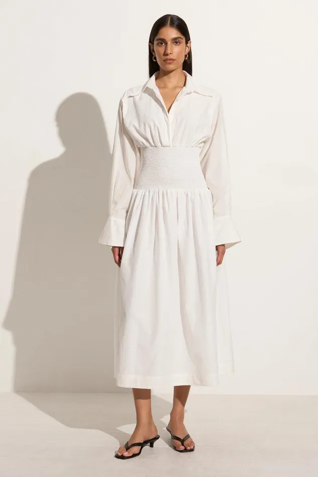 Women Cervo Midi Dress White Faithfull The Brand Dresses