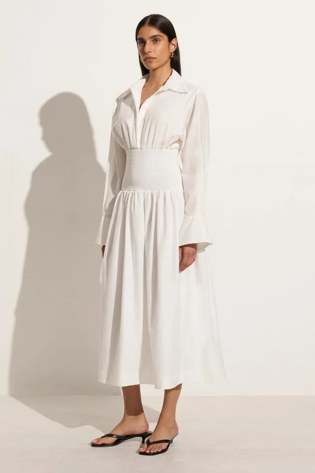 Women Cervo Midi Dress White Faithfull The Brand Dresses Women Cervo Midi Dress White Faithfull The Brand Dresses