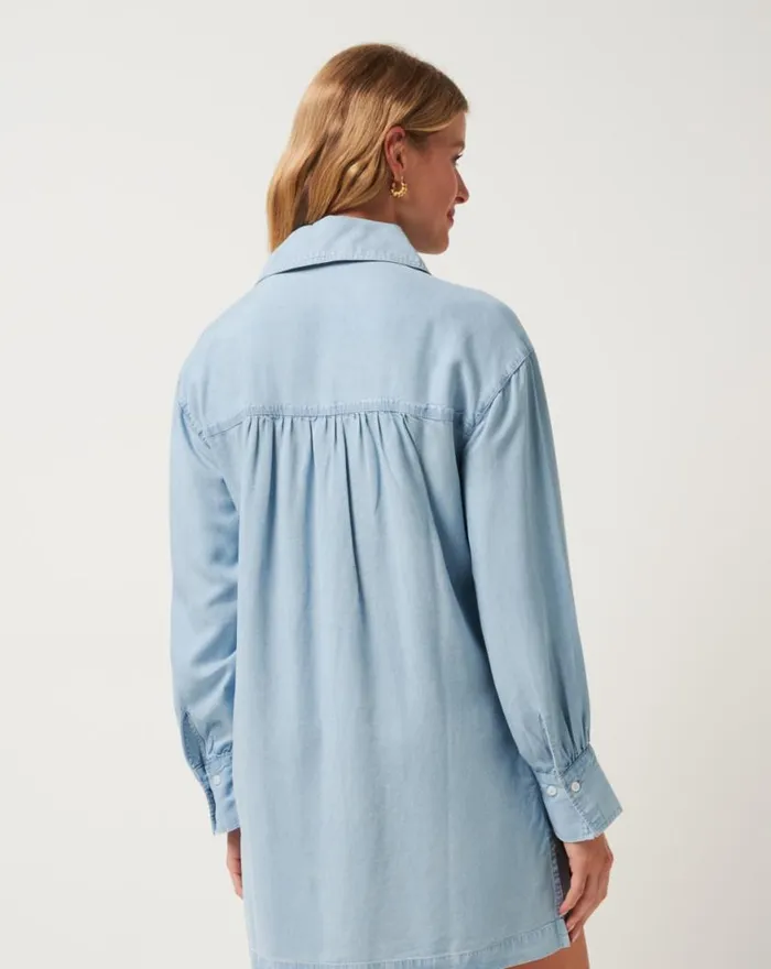 Women CHAMBRAY SHIRT DRESS Light Wash TravisMathew Dresses
