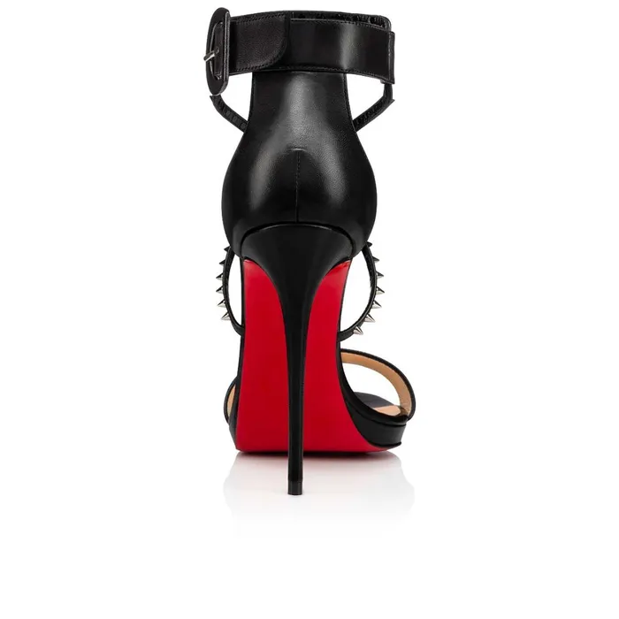Women Choca Lux 120 Mm Platform Sandals 8211 Leather 8211 Black Black Christian Louboutin Sandals and Slides