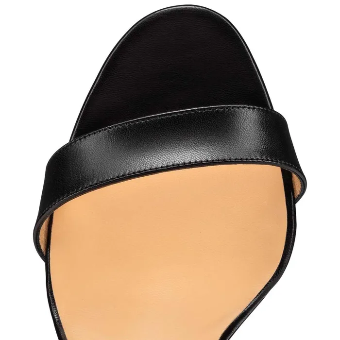 Women Choca Lux 120 Mm Platform Sandals 8211 Leather 8211 Black Black Christian Louboutin Sandals and Slides