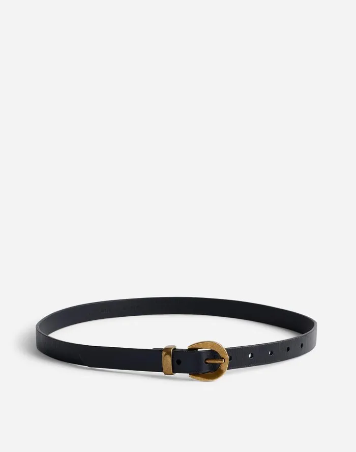 Women Chunky Buckle Skinny Leather Belt True Black Madewell Belts