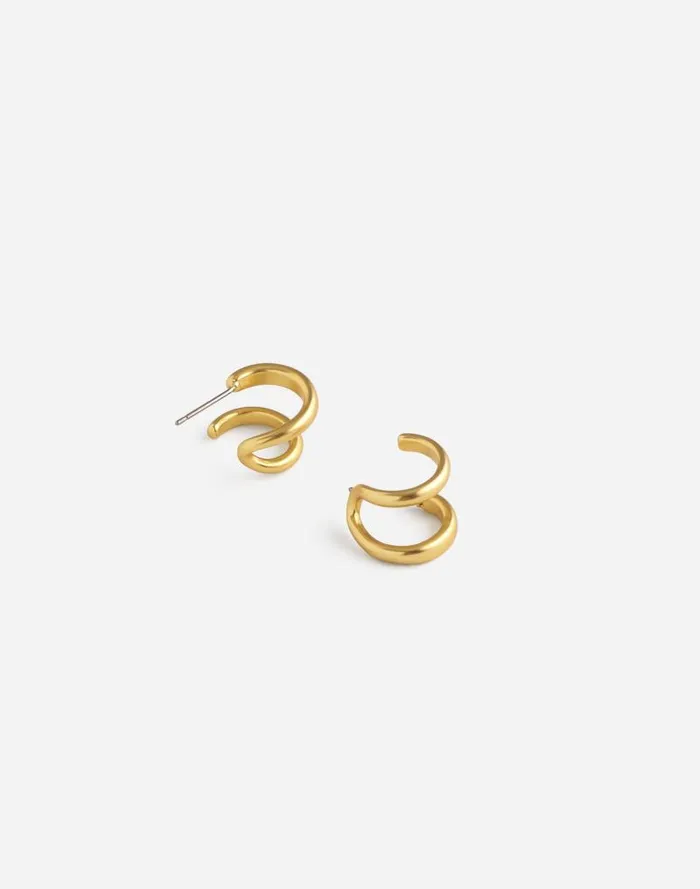 Women Chunky Double Huggie Hoop Earrings Vintage Gold Madewell Jewelry