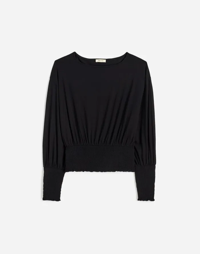 Women Cinched LongSleeve Top Jet Black Madewell Tees