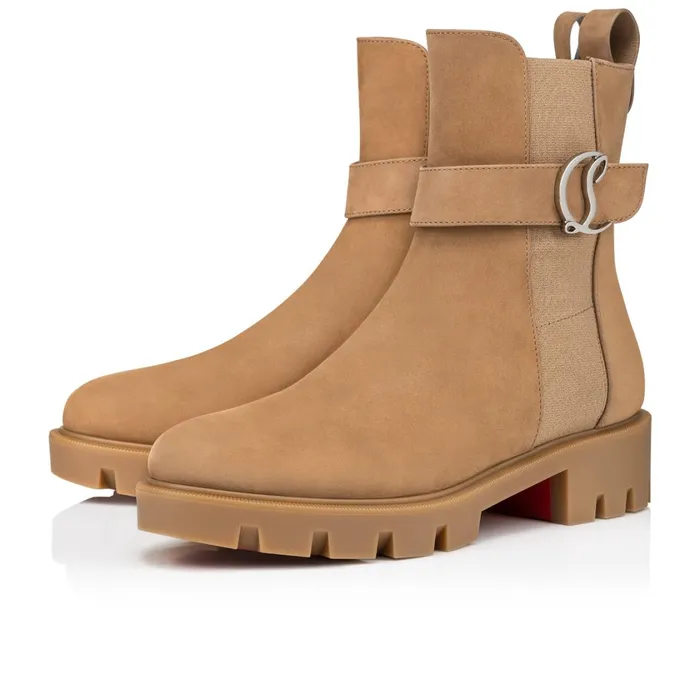 Women CL Chelsea Booty Lug Low Boots 8211 Calf Leather 8211 Roca Brown Christian Louboutin Ankle Boots Women CL Chelsea Booty Lug Low Boots 8211 Calf Leather 8211 Roca Brown Christian Louboutin Ankle Boots