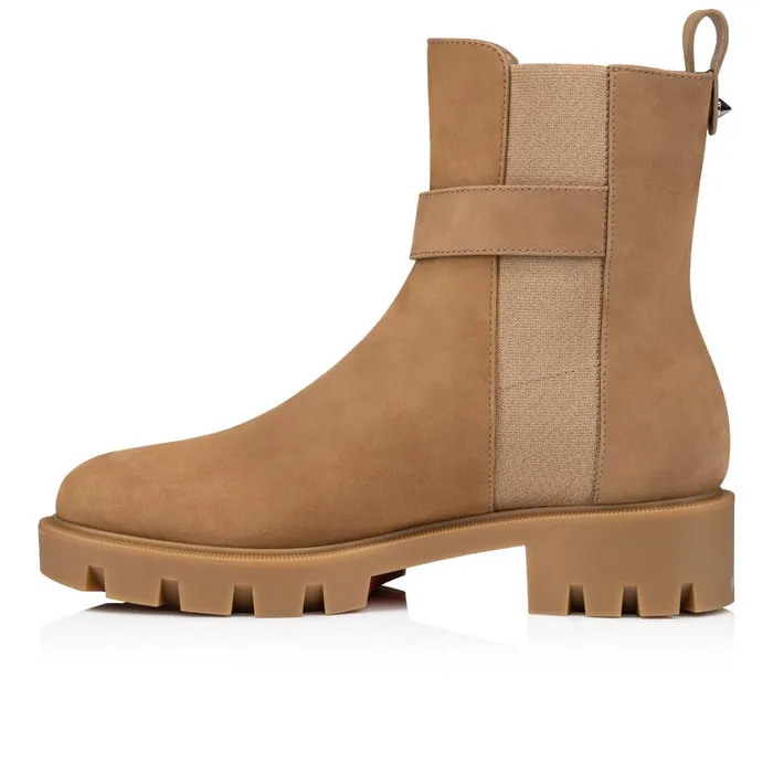 Women CL Chelsea Booty Lug Low Boots 8211 Calf Leather 8211 Roca Brown Christian Louboutin Ankle Boots