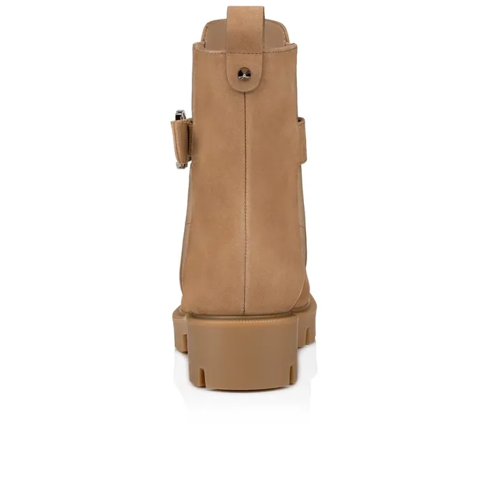 Women CL Chelsea Booty Lug Low Boots 8211 Calf Leather 8211 Roca Brown Christian Louboutin Ankle Boots