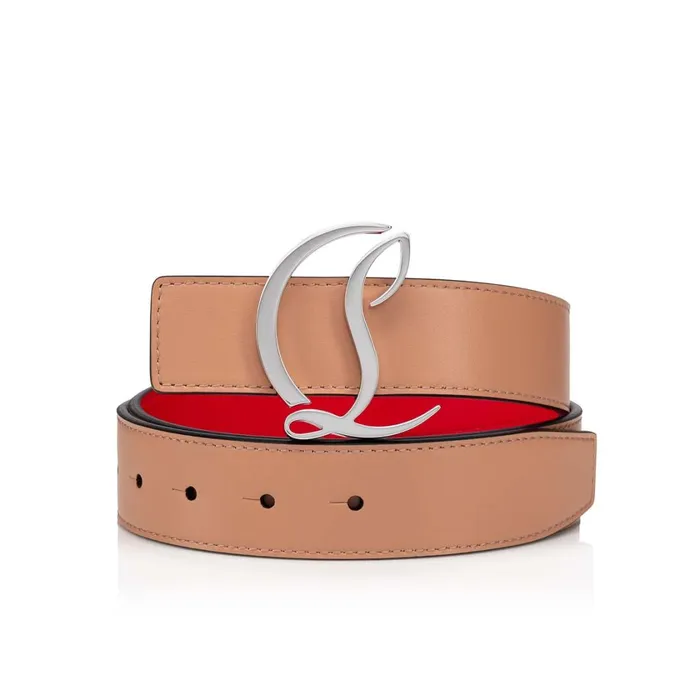 Women CL Logo Belt 8211 Calf Leather 8211 Nude Nude Christian Louboutin Belts