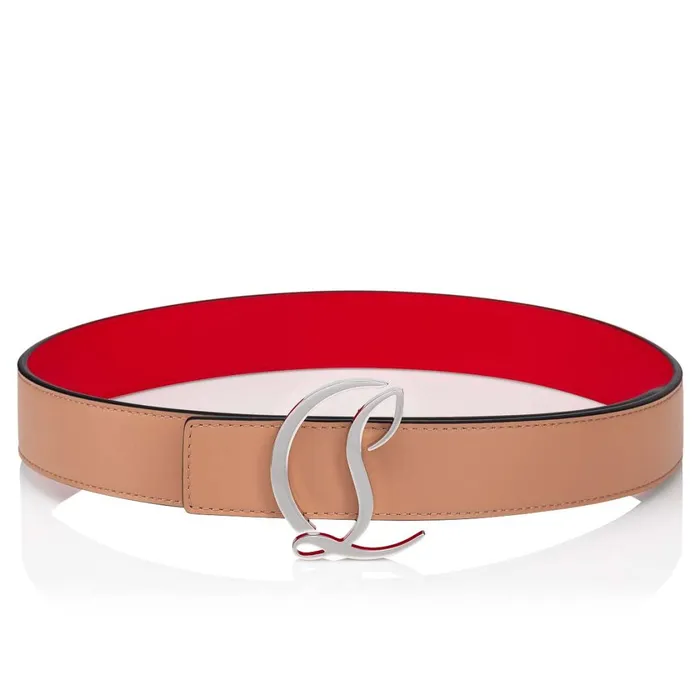 Women CL Logo Belt 8211 Calf Leather 8211 Nude Nude Christian Louboutin Belts