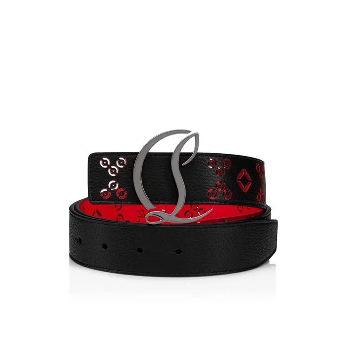 Women CL Logo Belt Belt 8211 Perforated Calf Leather Loubinthesky 8211 Black Black Christian Louboutin Belts Women CL Logo Belt Belt 8211 Perforated Calf Leather Loubinthesky 8211 Black Black Christian Louboutin Belts