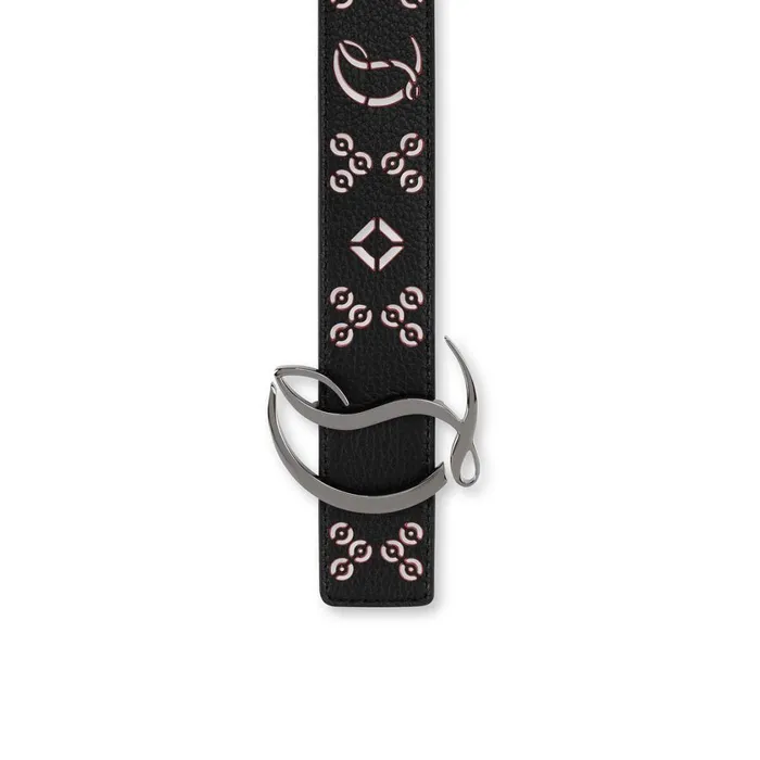 Women CL Logo Belt Belt 8211 Perforated Calf Leather Loubinthesky 8211 Black Black Christian Louboutin Belts