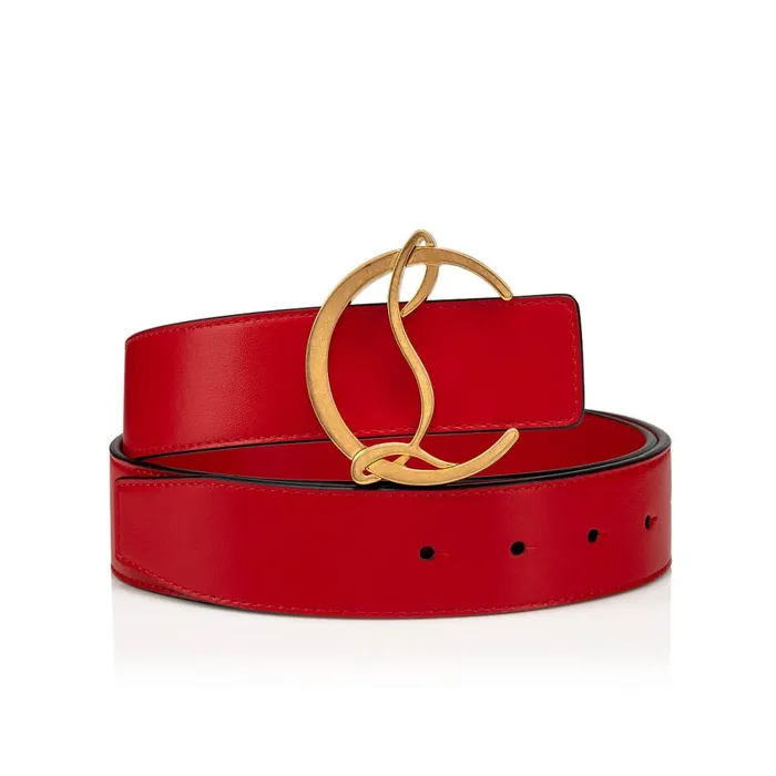 Women CL Logo Belt Ceinture 8211 Calf Leather 8211 Loubi Red Christian Louboutin Belts