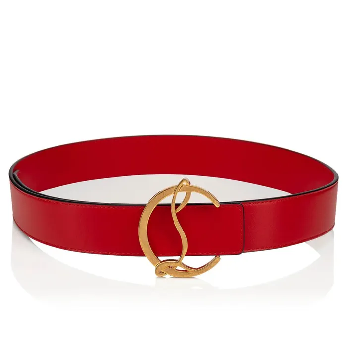 Women CL Logo Belt Ceinture 8211 Calf Leather 8211 Loubi Red Christian Louboutin Belts