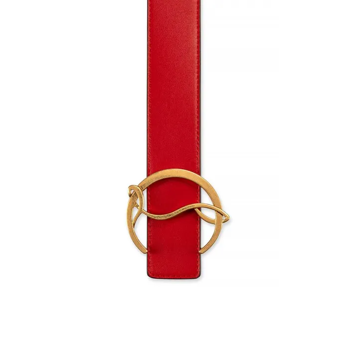 Women CL Logo Belt Ceinture 8211 Calf Leather 8211 Loubi Red Christian Louboutin Belts