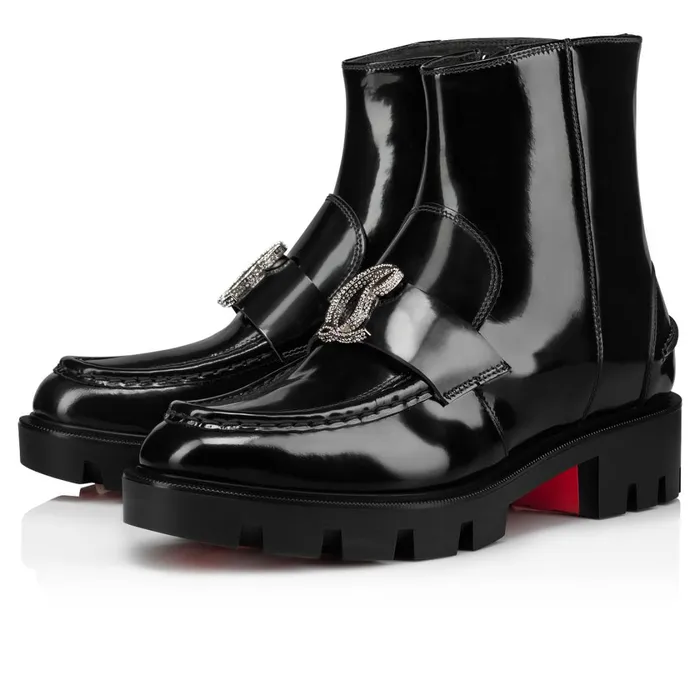 Women CL Moc Booty Strass Low Boots 8211 Calf Leather And Strass 8211 Black Black Christian Louboutin Ankle Boots Women CL Moc Booty Strass Low Boots 8211 Calf Leather And Strass 8211 Black Black Christian Louboutin Ankle Boots
