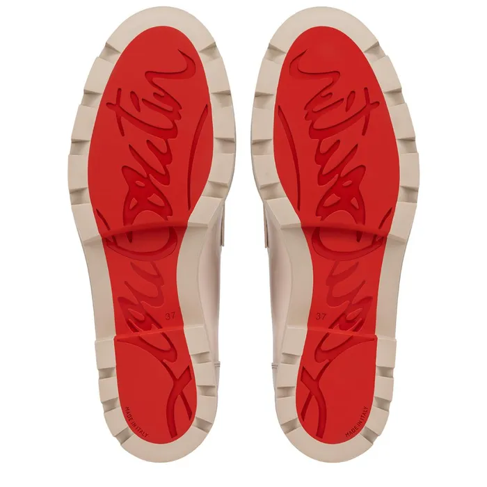 Women CL Moc Lug Loafers 8211 Patent Leather 8211 Leche Beige Christian Louboutin Flats