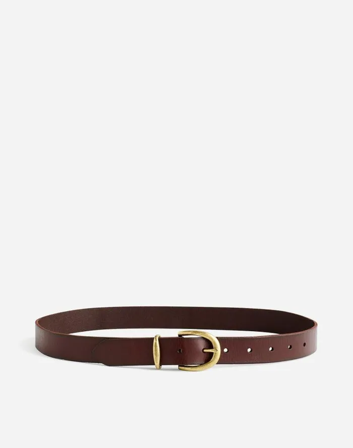 Women Classic Leather Belt Cherry Wood Madewell Belts