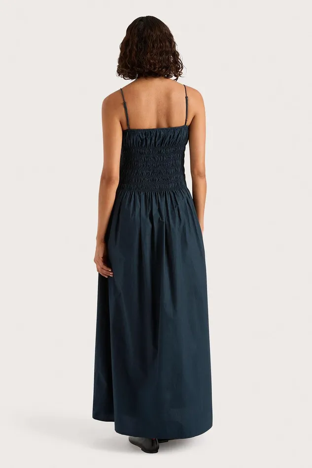 Women Claude Midi Dress Navy Faithfull The Brand Dresses Women Claude Midi Dress Navy Faithfull The Brand Dresses