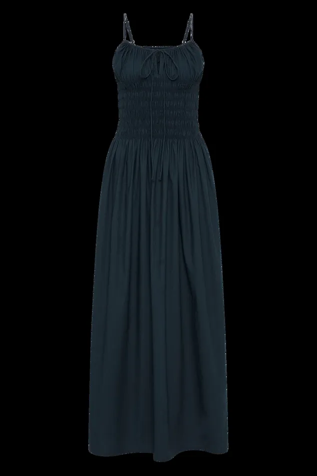 Women Claude Midi Dress Navy Faithfull The Brand Dresses Women Claude Midi Dress Navy Faithfull The Brand Dresses