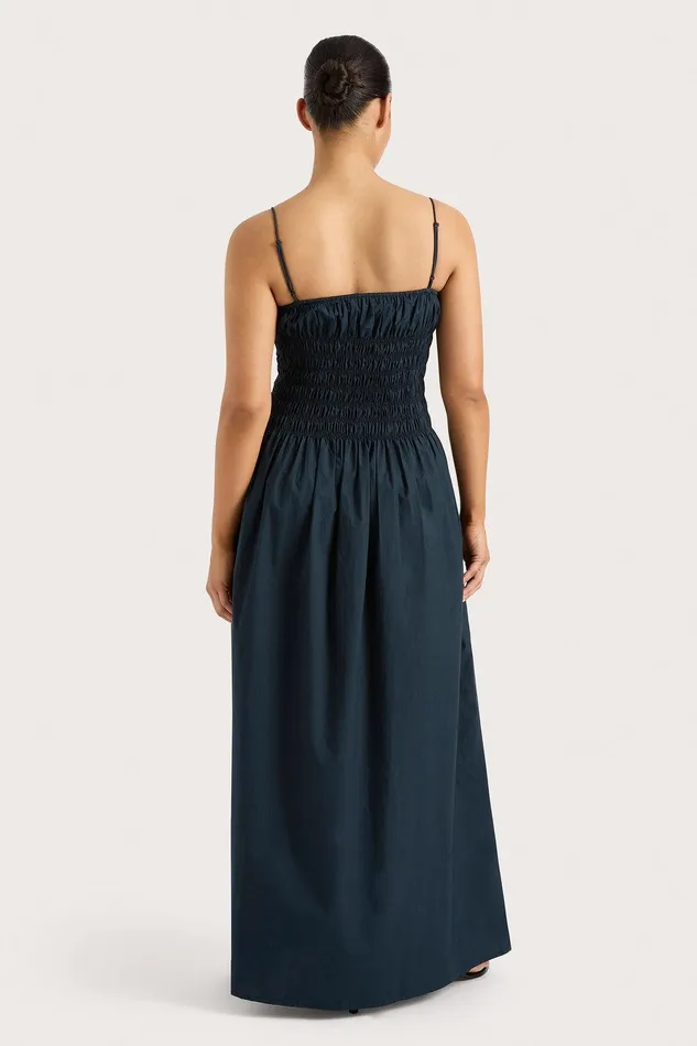 Women Claude Midi Dress Navy Faithfull The Brand Dresses Women Claude Midi Dress Navy Faithfull The Brand Dresses
