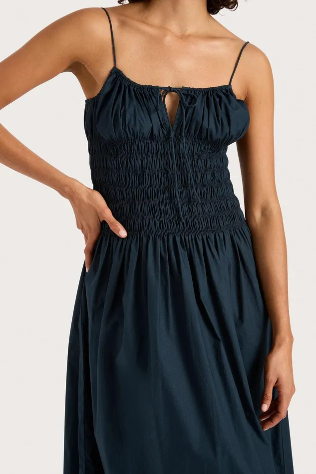 Women Claude Midi Dress Navy Faithfull The Brand Dresses Women Claude Midi Dress Navy Faithfull The Brand Dresses