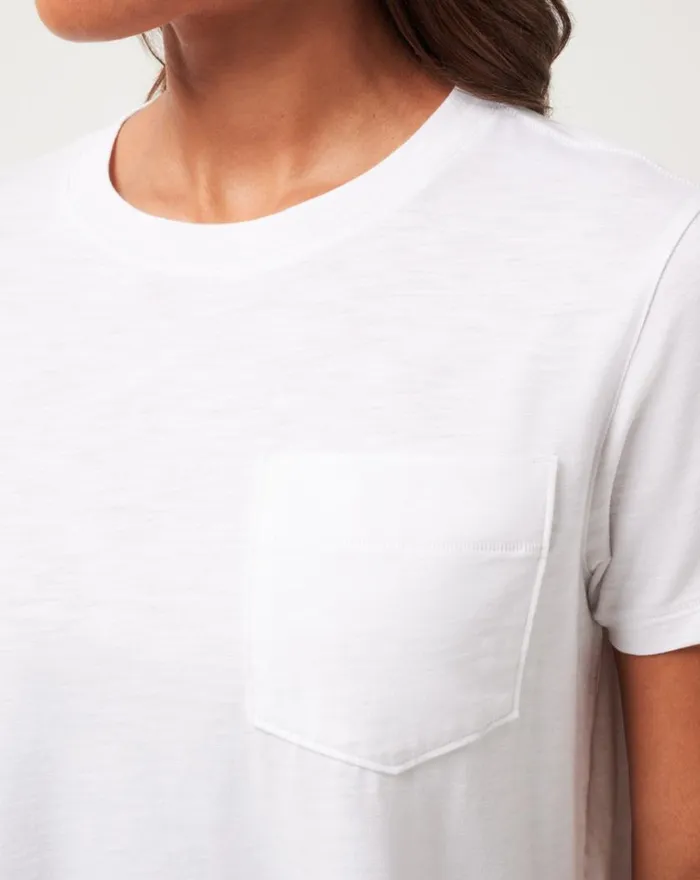 Women CLOUD CREW POCKET TEE White TravisMathew Tees