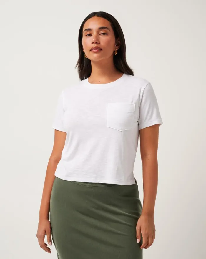 Women CLOUD CREW POCKET TEE White TravisMathew Tees