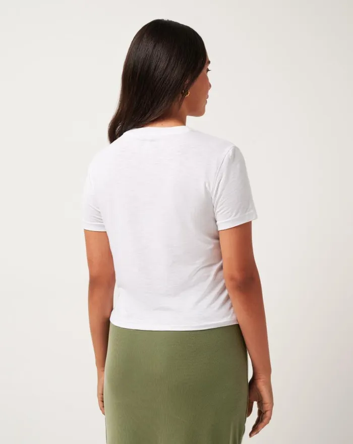Women CLOUD CREW POCKET TEE White TravisMathew Tees