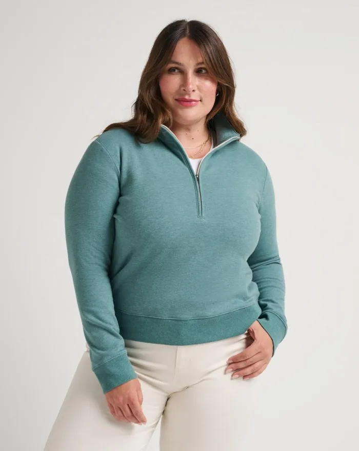Women CLOUD FLEECE HALF ZIP Heather North Atlantic TravisMathew Hoodies and Pullovers