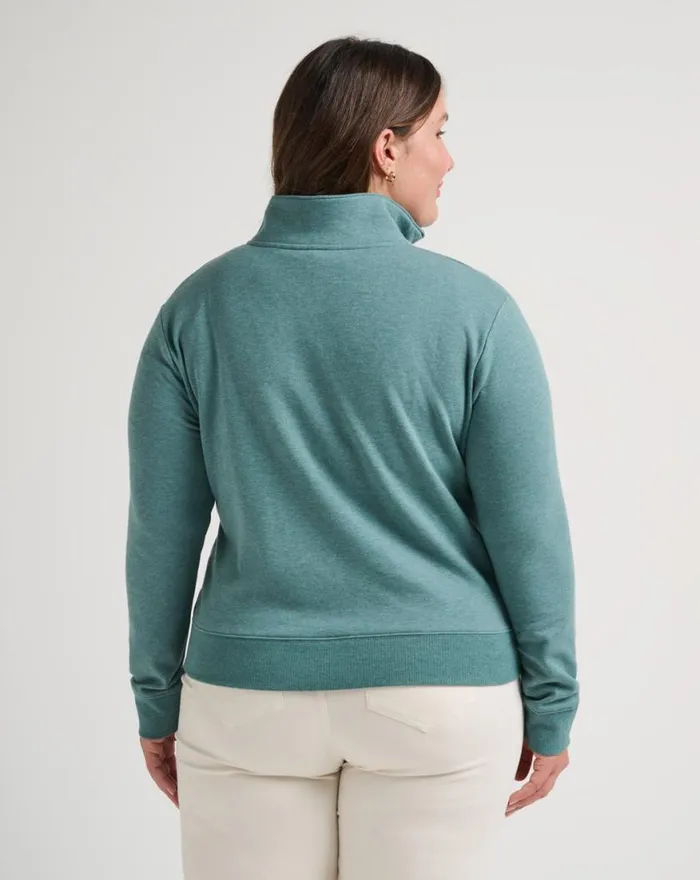 Women CLOUD FLEECE HALF ZIP Heather North Atlantic TravisMathew Hoodies and Pullovers