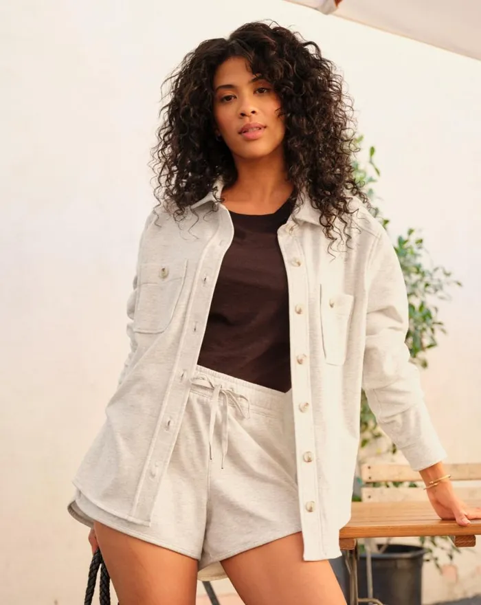 Women CLOUD FLEECE SHORT 20 Heather Light Grey TravisMathew Shorts