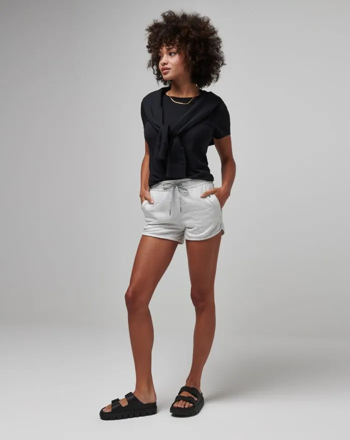 Women CLOUD FLEECE SHORT 20 Heather Light Grey TravisMathew Shorts