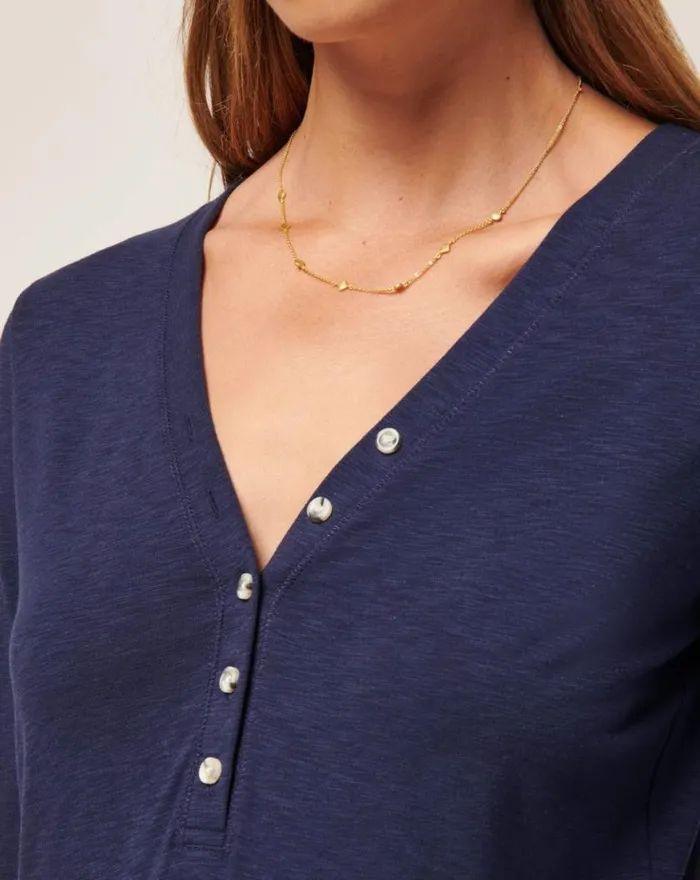 Women CLOUD JERSEY HENLEY Navy TravisMathew Tees