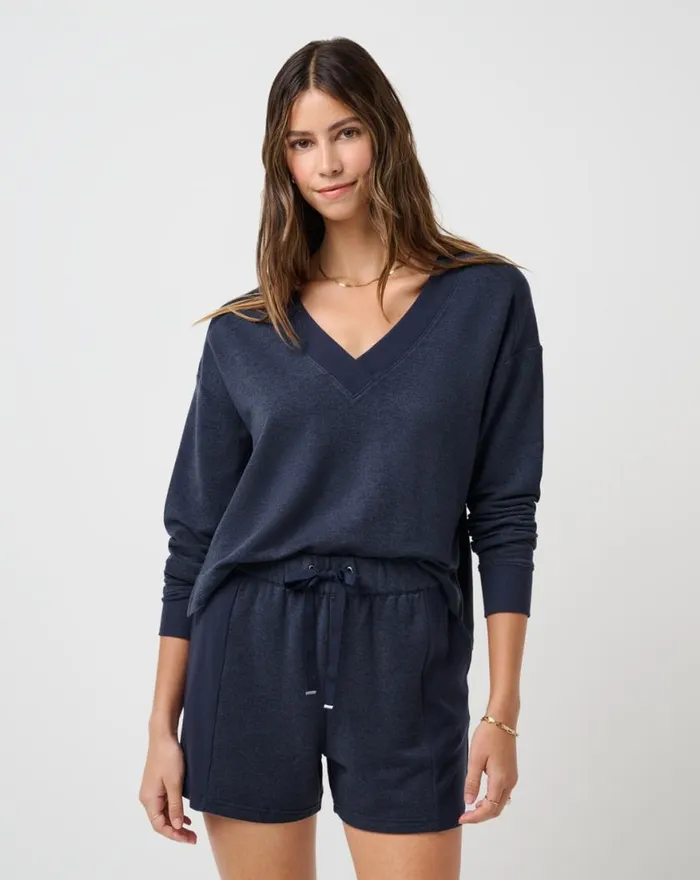 Women CLOUD TERRY PULLOVER Heather Navy Blazer TravisMathew The Cloud Collection