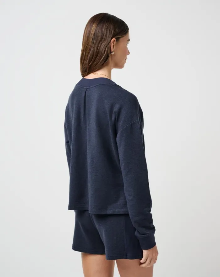 Women CLOUD TERRY PULLOVER Heather Navy Blazer TravisMathew The Cloud Collection