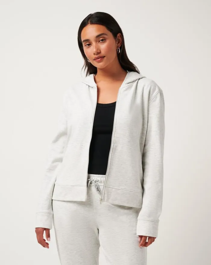 Women CLOUD ZIP HOOD 20 Heather Light Grey TravisMathew Hoodies and Pullovers