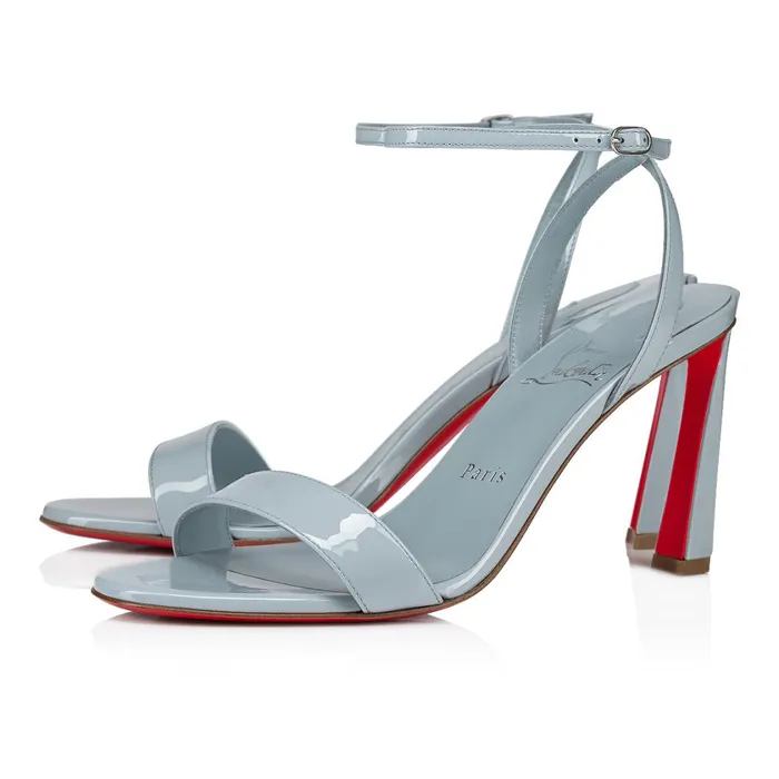 Women Condora Queen 85 Mm Sandals 8211 Patent Leather 8211 Paseo Blue Christian Louboutin Sandals and Slides Women Condora Queen 85 Mm Sandals 8211 Patent Leather 8211 Paseo Blue Christian Louboutin Sandals and Slides