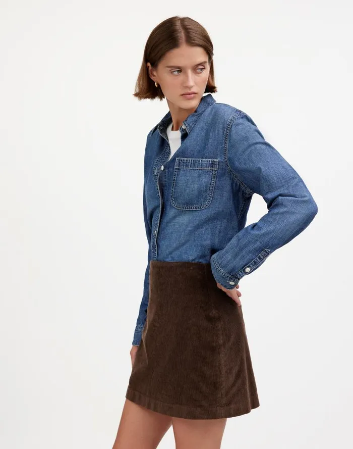 Women Corduroy Mini Skirt Dark Carob Madewell Skirts