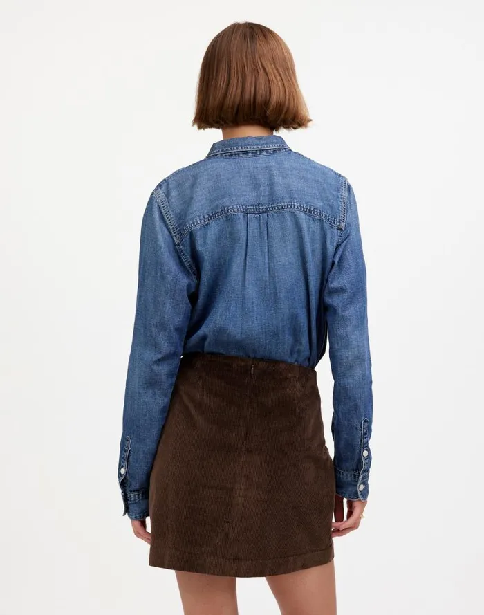 Women Corduroy Mini Skirt Dark Carob Madewell Skirts
