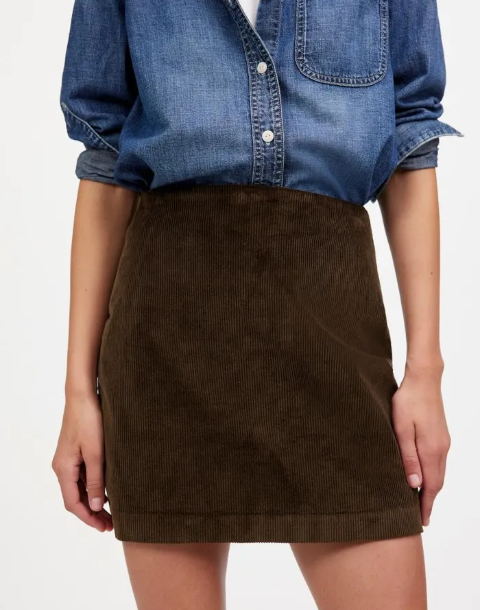Women Corduroy Mini Skirt Dark Carob Madewell Skirts