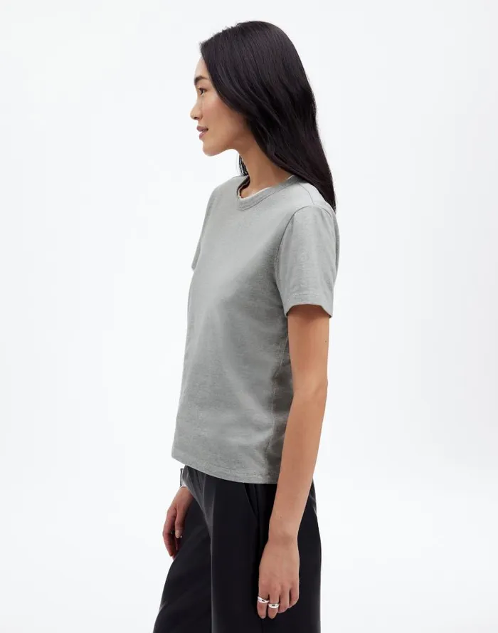 Women Cotton Perfect Crewneck Tee Hthr Ash Grey Madewell Tees