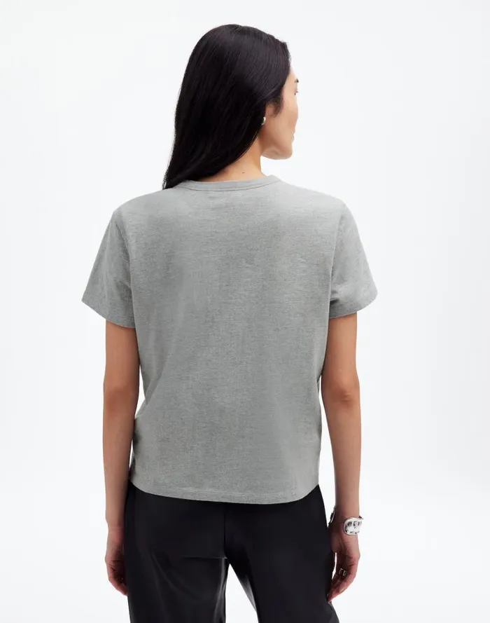 Women Cotton Perfect Crewneck Tee Hthr Ash Grey Madewell Tees
